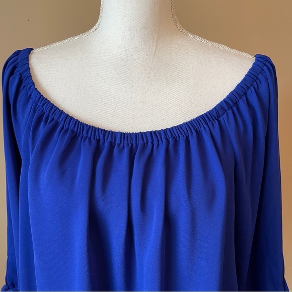 J. CREW | Cobalt Blue Off Shoulder Peasant Blouse Sz M - Picture 2 of 8